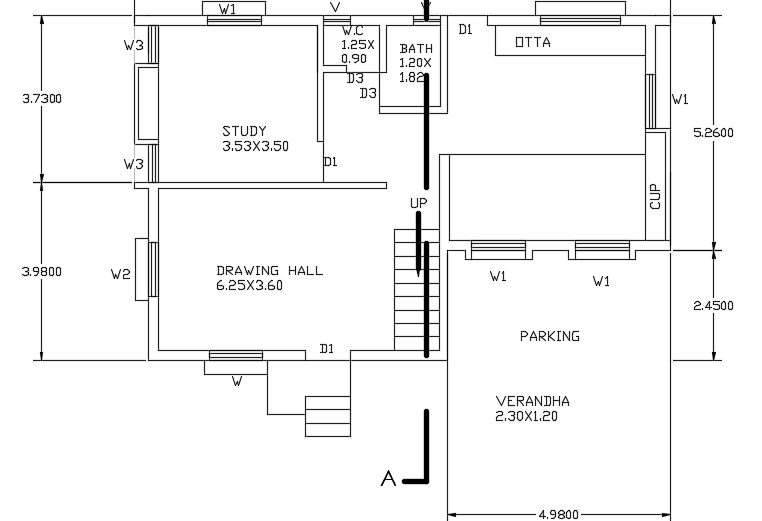 12x8m two story house plan cad drawing model is given in this file