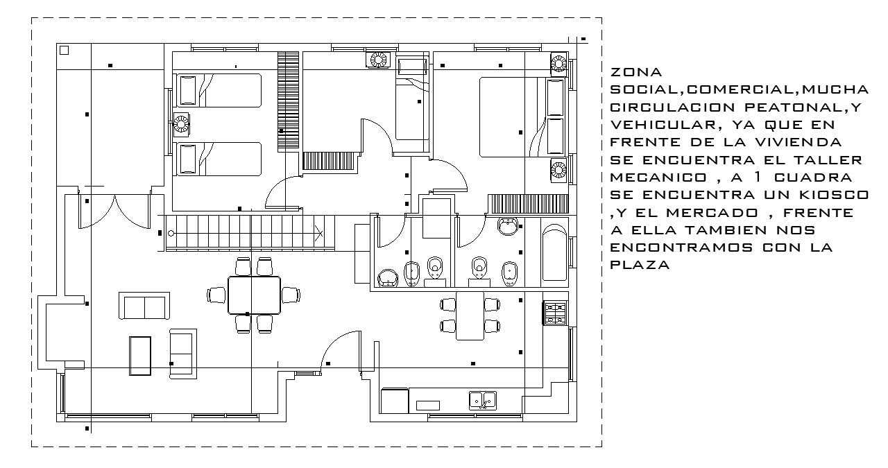 12x9m House Furniture CAD Drawing Detailed Layout Plan