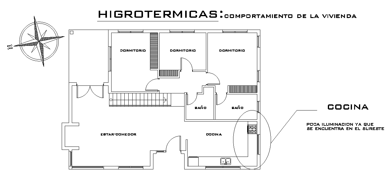 12x9m house plan is given for higrotermicas in this CAD file