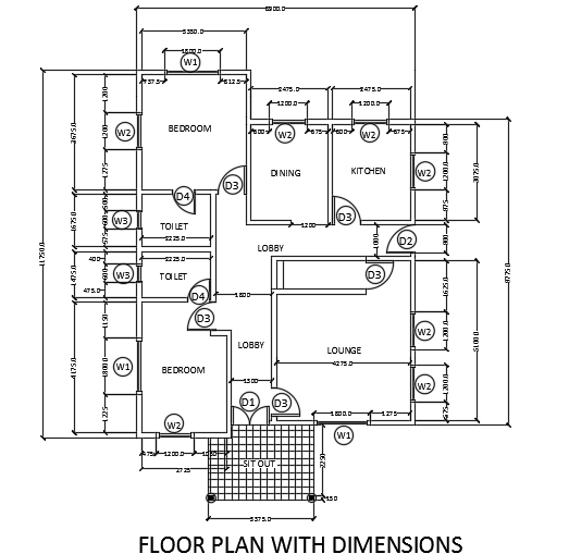 12x9m house plan with dimension CAD drawing