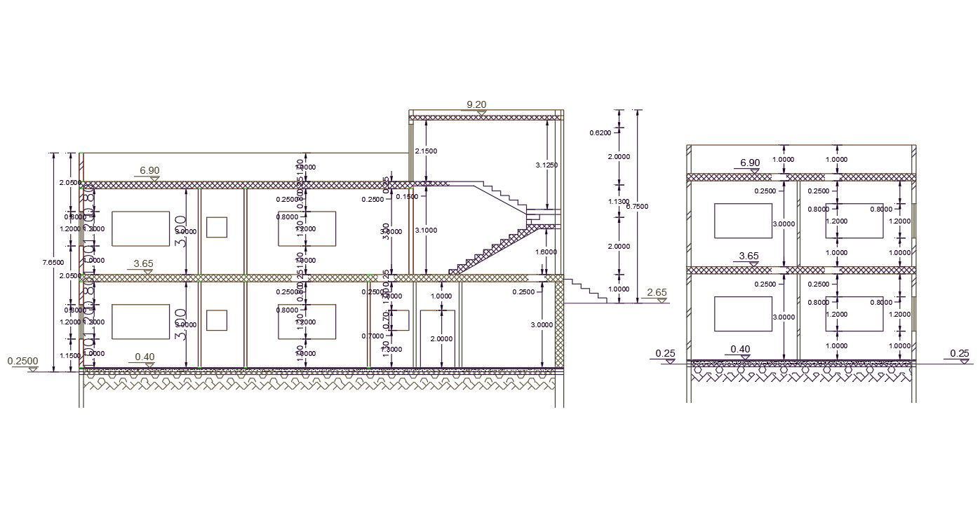 1300 Square Feet House Section Drawing DWG File