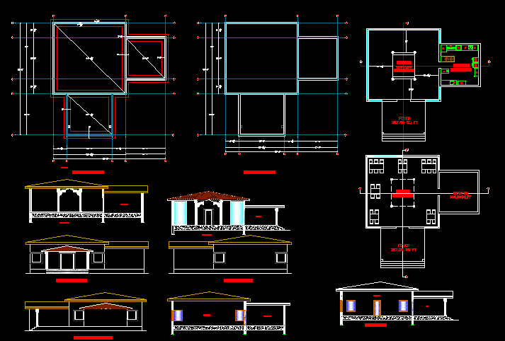 Mini Restaurant Design CAD Drawing with Floor Plan and Elevation