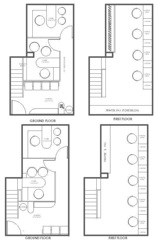 13.6x23.6ft Office Ground & First Floor Layout DWG | Cadbull