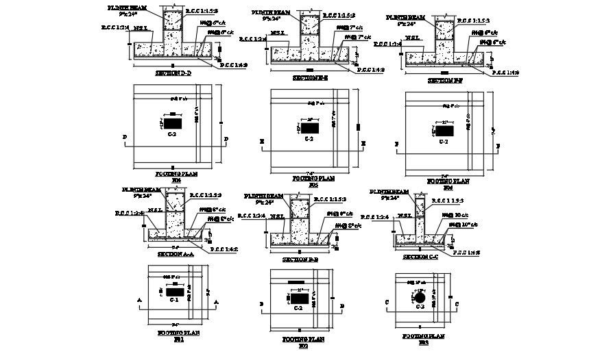 138’x105’ girls primary to middle school footing plan drawings
