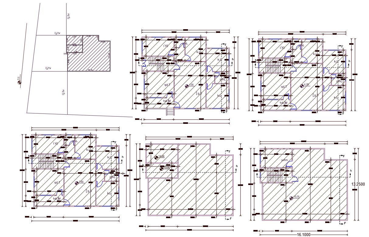 13 X 16 Meter House Floor Plan AutoCAD File