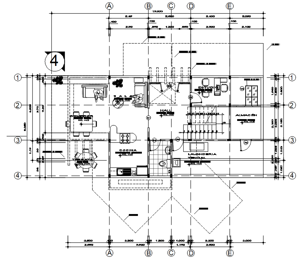 13X6 Meter AutoCAD House Ground Floor Plan Drawing Download DWG File