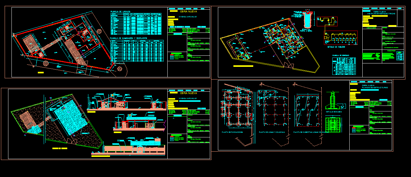 Simple House CAD Drawing with Electrical Layout and Floor Plans