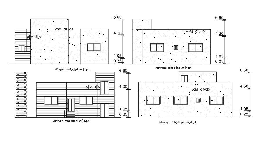 13x10 Meter Elevation Of House Building DWG File