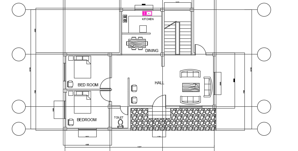 AutoCAD DWG of 13x10m Ground Floor Layout for Residential House
