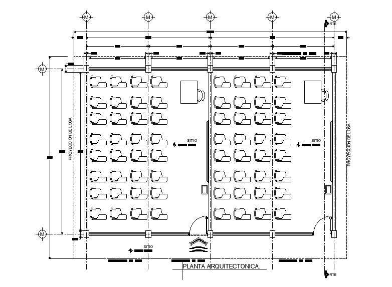 13x10m class room plan is given in this is Autocad drawing file. Download now.