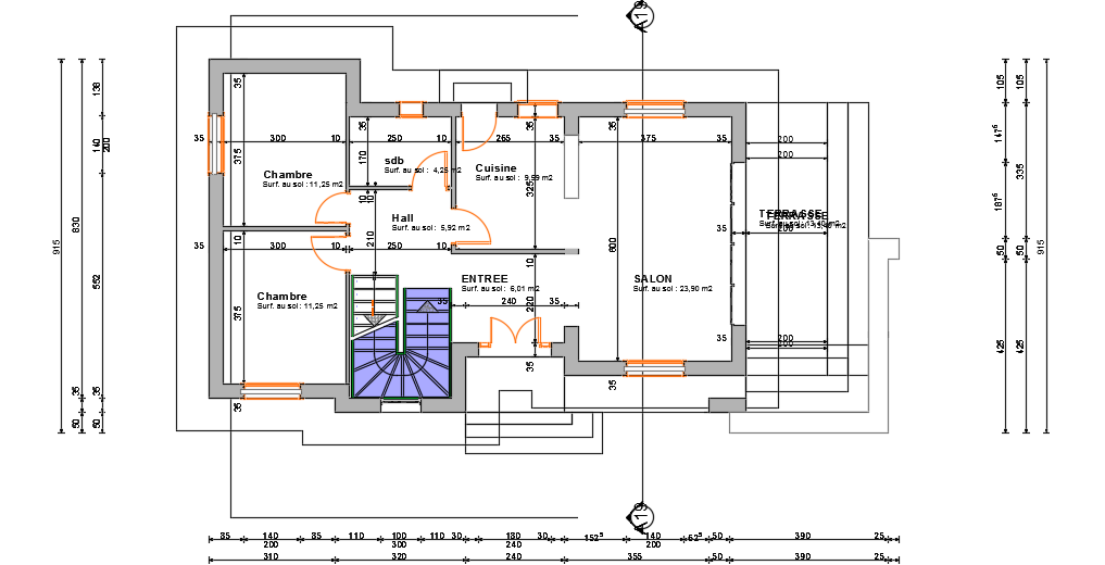 13x10m double story villa plan AutoCAD drawing is given in this file
