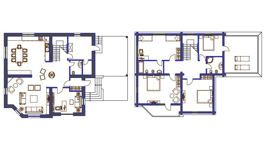 13x12 Meter 3 BHK House AutoCAD Plan Layout File