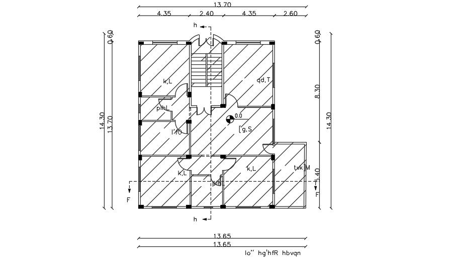 13x12 Meter First Floor House Plan AutoCAD File