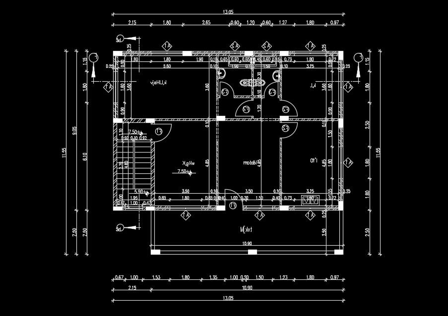 13x12m second floor architecture house plan drawing