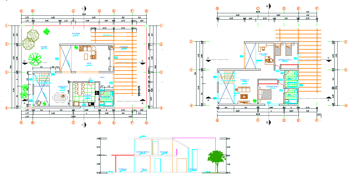 13x13 Meter 2 BHK House Layout AutoCAD Design