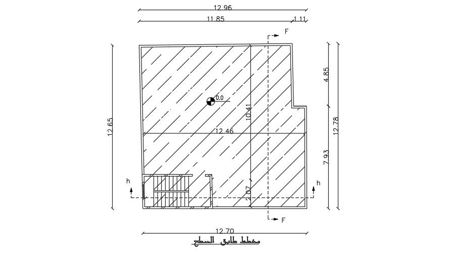 13x13 Meter 3 BHK House Terrace Floor Plan AutoCAD File