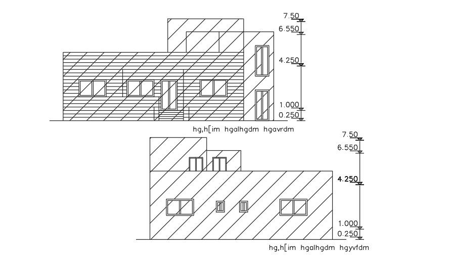 13x13m house building elevation view is given in this file