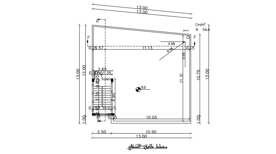 13x13m house plan of the rainwater slope drawing
