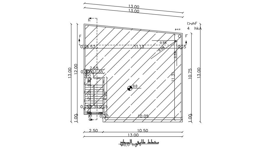 13x13m house plan of the roof layout