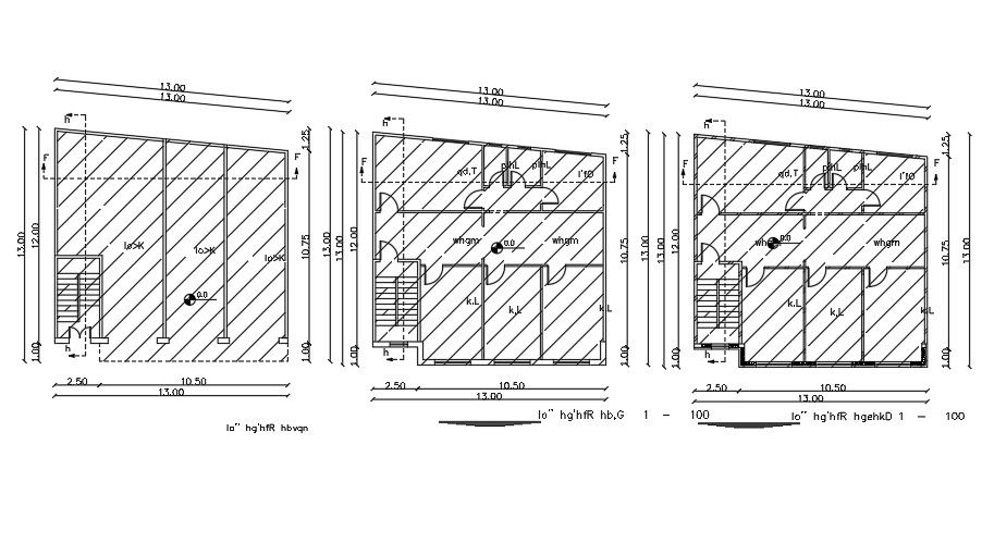 13x13m residential house plan drawing