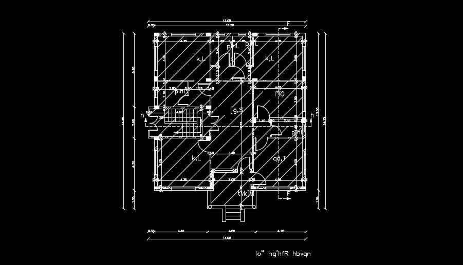 13x14m house plan is given in this AutoCAD drawing model