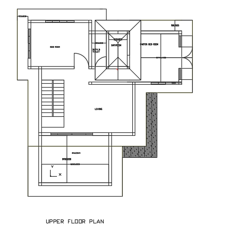 13x14m upper floor house plan cad drawing is given in this file