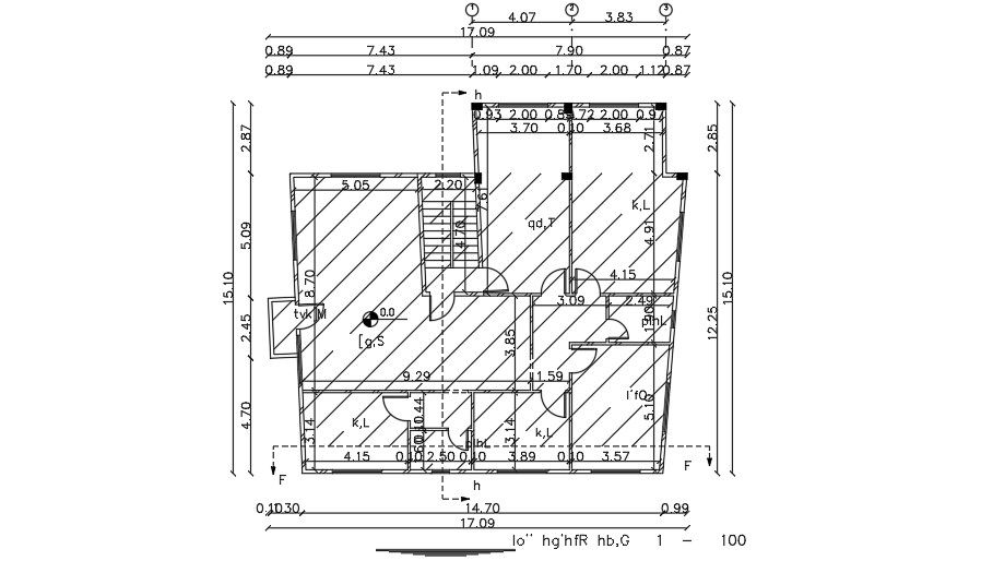 13x15 Meter 5 BHK Ground Floor Plan DWG File