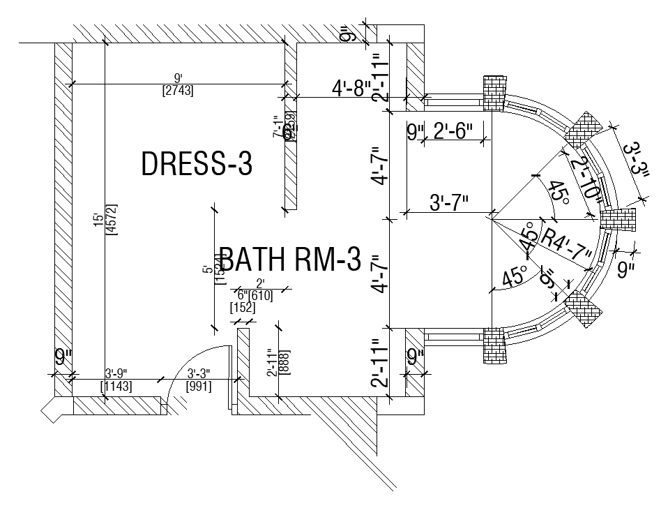 13’x15’ dressing room cum bathroom plan is given in this AutoCAD drawing file.Download the Autocad model.