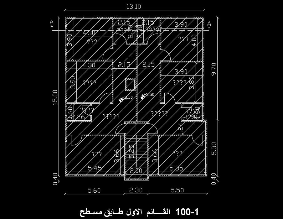 13x15m architecture ground floor house plan AutoCAD DWG file