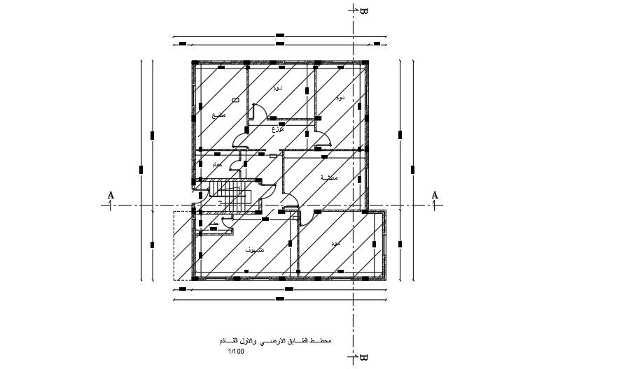13x15meter residential 2D AutoCAD plan drawing