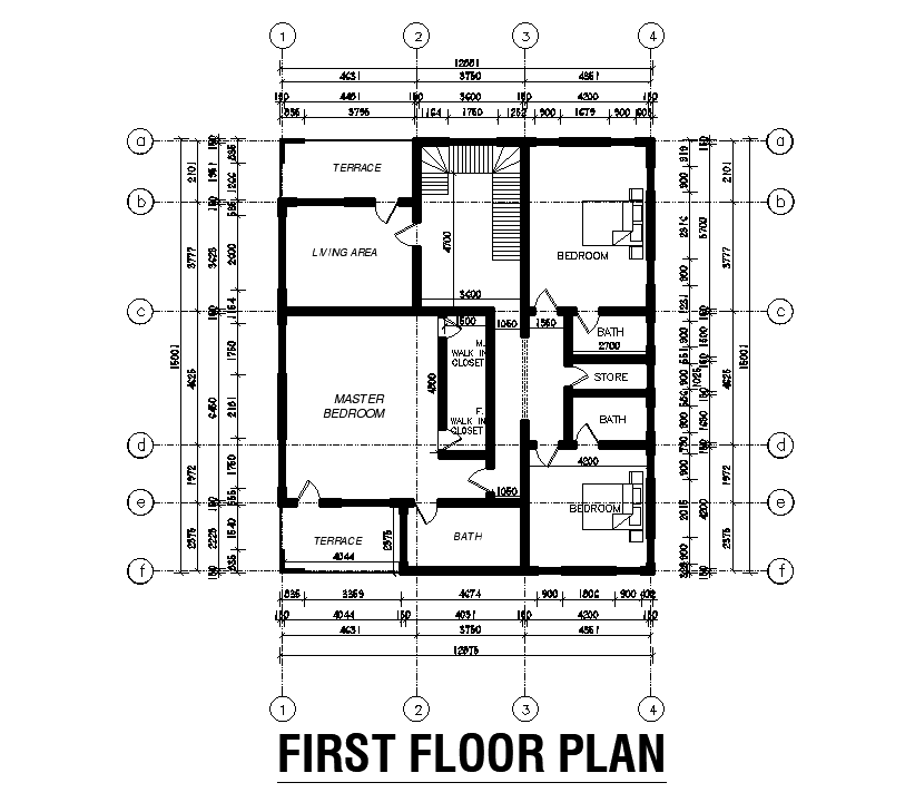 13x15m first floor house plan is given in this Autocad drawing file. Download now.