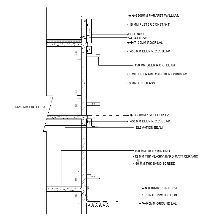 13x15m house plan of column cum beam connection section view is given in this AutoCAD model. Download now.