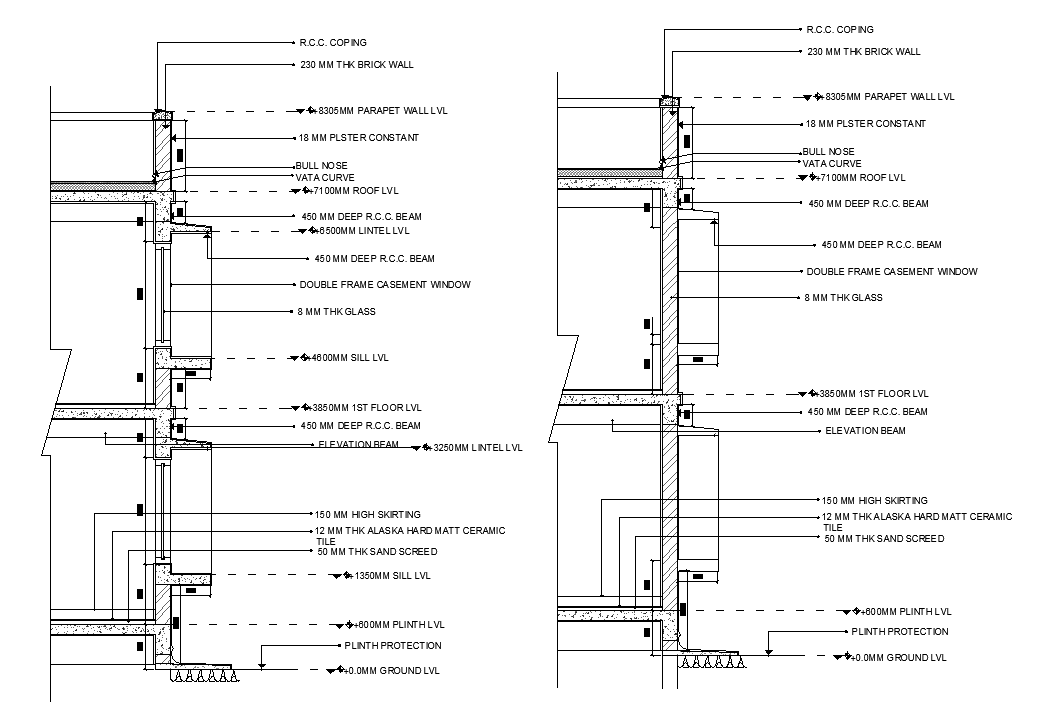 13x15m house plan of window placing details are given in this AutoCAD model. Download now.