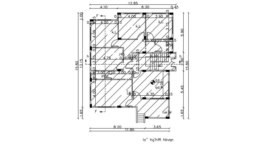 13x15m house plan with 3bhk AutoCAD drawing