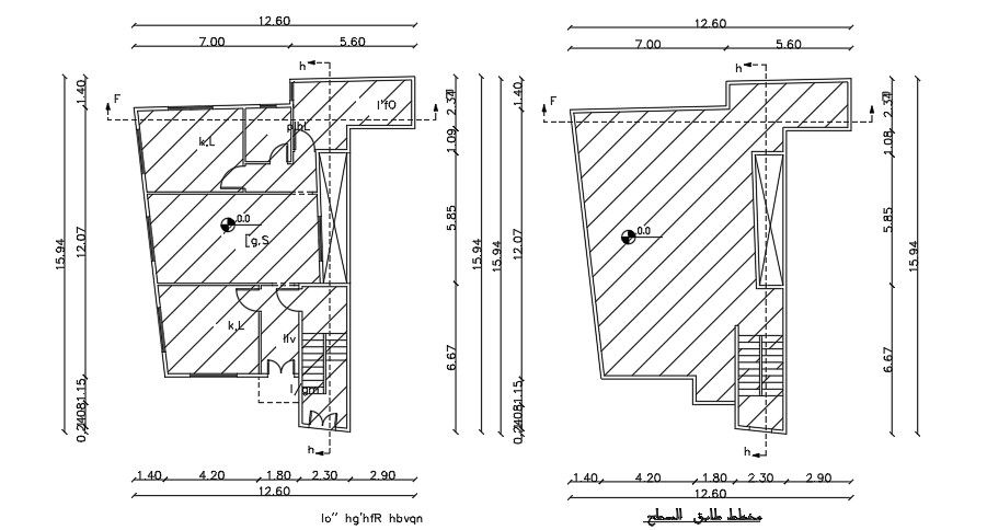 13x15m residential house plan AutoCAD drawing