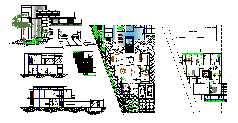13x16 Meter 3 BHK Furniture Layout DWG File