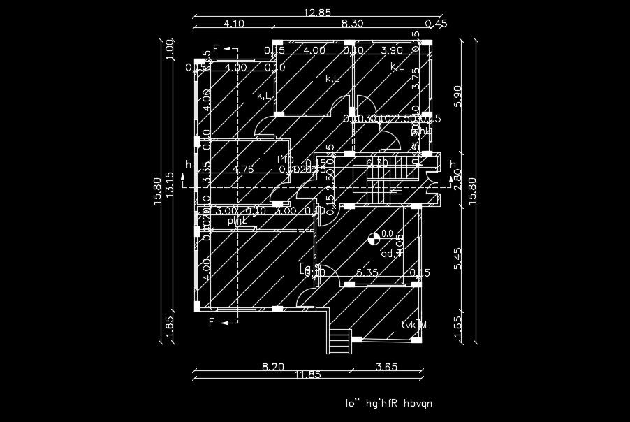 13x16m house plan is given in this AutoCAD drawing model