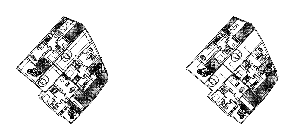 13x16m row duplex villa house plan 2d AutoCAD model is given in this file