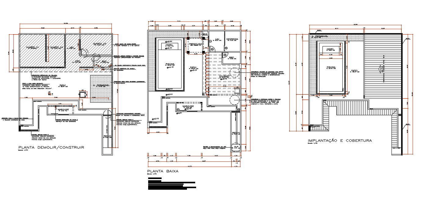 13x18m house plan 2D AutoCAD model