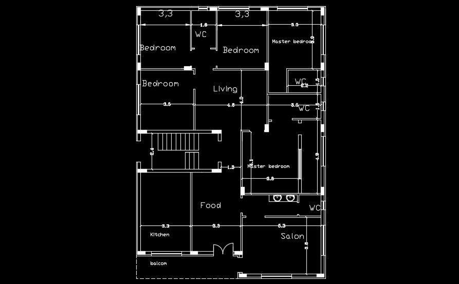 13x18m house plan is given in this AutoCAD drawing model design
