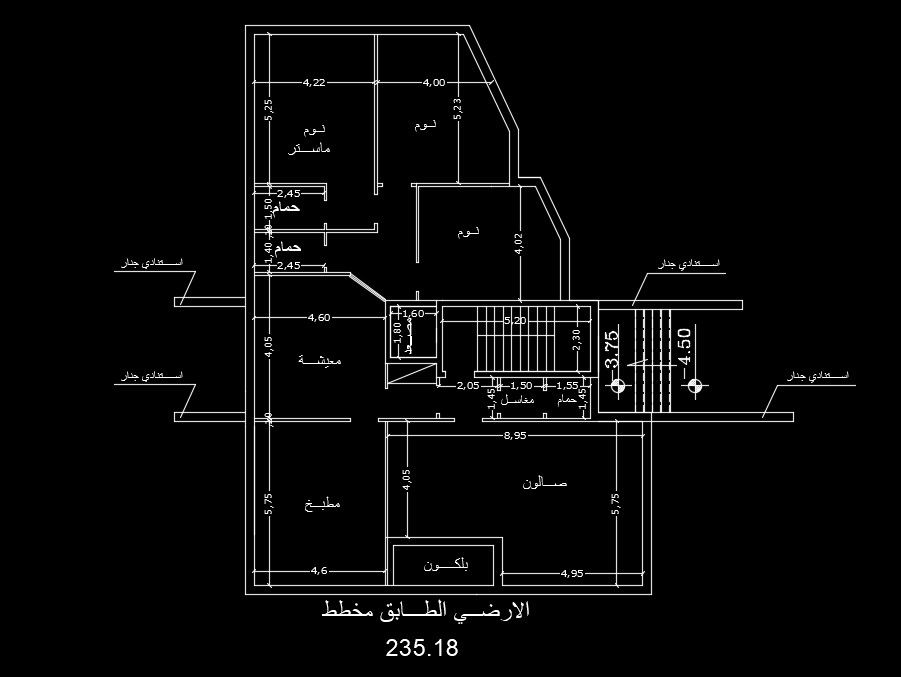 13x18m residential ground floor AutoCAD drawing model