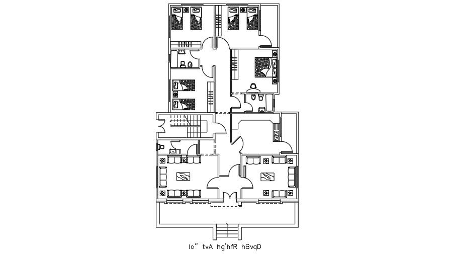 13x19 Meter Apartment Furniture Layout Plan AutoCAD File