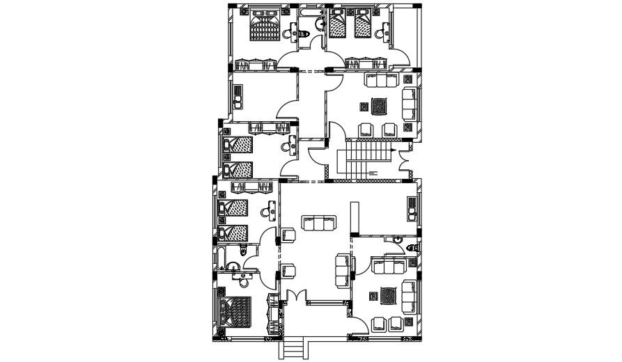 13x20 Meter Apartment Furniture Layout Plan AutoCAD File