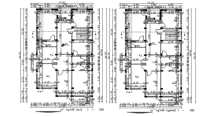 13x21 Meter Apartment First And Second Floor Plan AutoCAD Layout