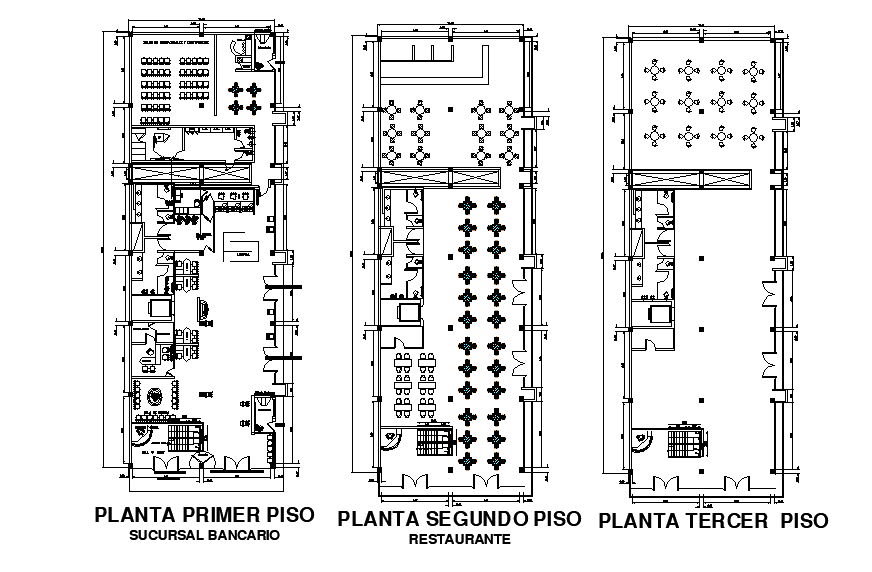 13x40m restaurant plan has been given in this Autocad drawing file. Download now.