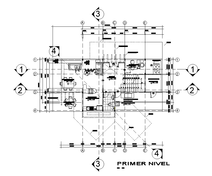 13x7m house plan is given in this AutoCAD DWG drawing file. Download the Autocad model.