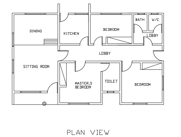 13x8m house plan view CAD drawing is given in this file