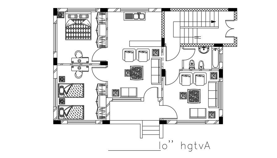 13x9 Meter House Furniture Layout Plan AutoCAD File