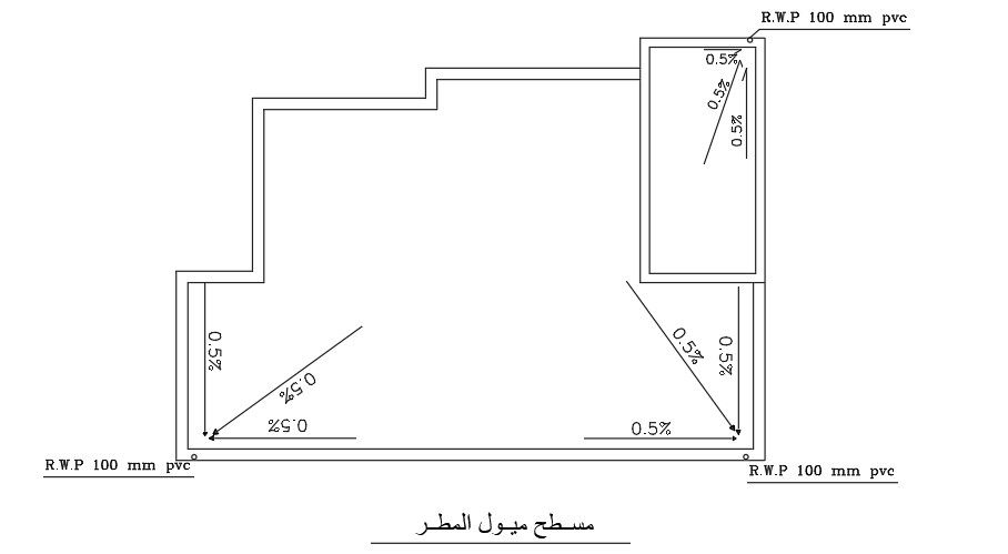 13x9m house plan of the rain water pipeline slope drawing