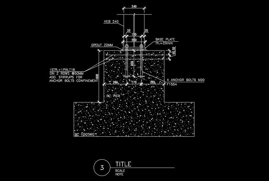 1400x1400mm footing of base plate